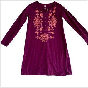 Tea Collection Dress Girl Sz 10 Purple Accent Long Sleeve Cotton